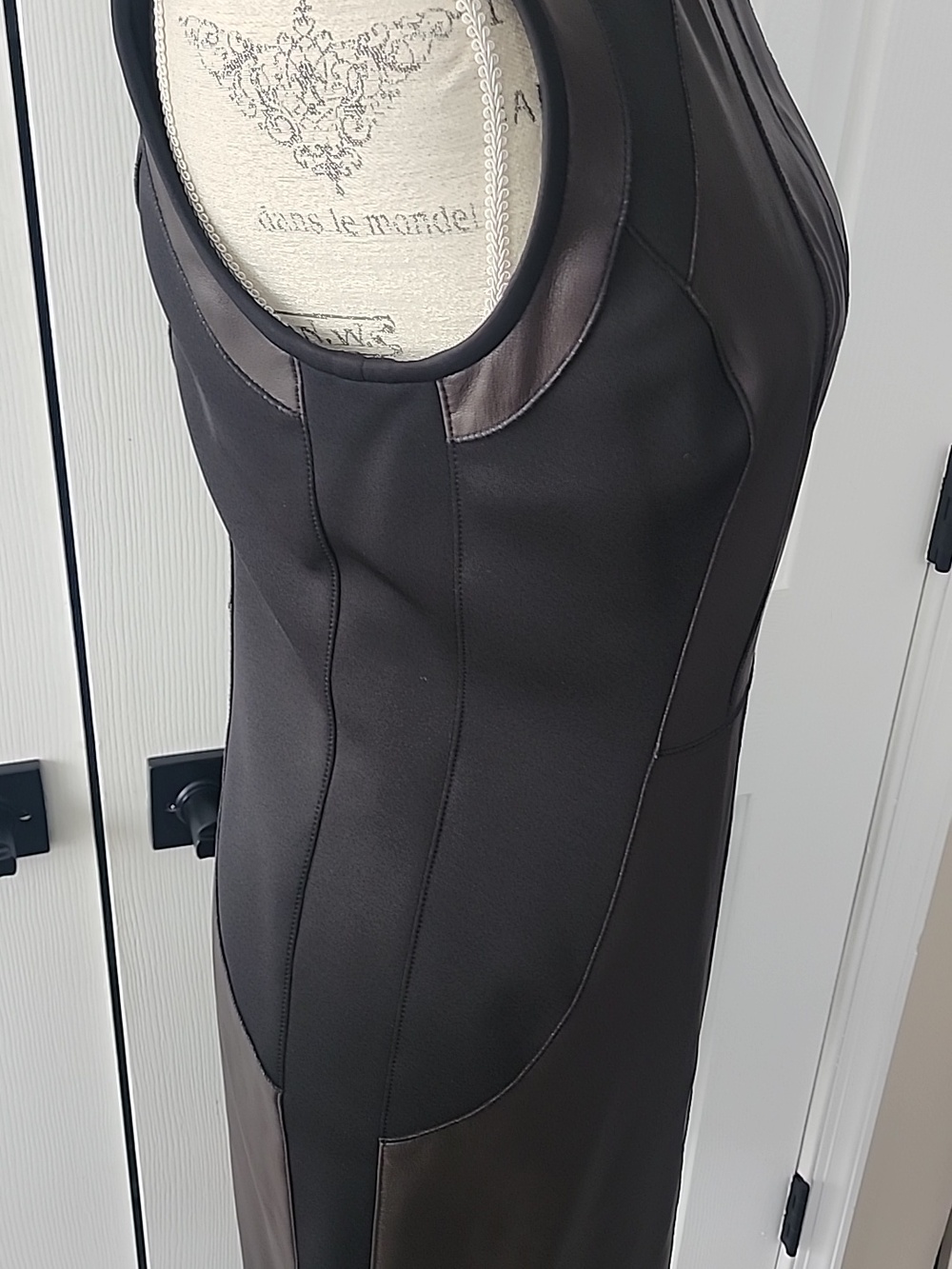 ETCETERA STRETCH REAL LEATHER PANELED & SCUBA FABRIC PENCIL SHEATH DRESS NWOT 6 - Picture 7 of 14